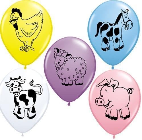 Farm Animals Assortment Qualatex 11 inch Latex Balloons x 5