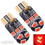 LUYED 2 X Extremely Bright High Power 2835 9-EX Chipsets Canbus W5W 194 168 2825 Led Bulbs,Red