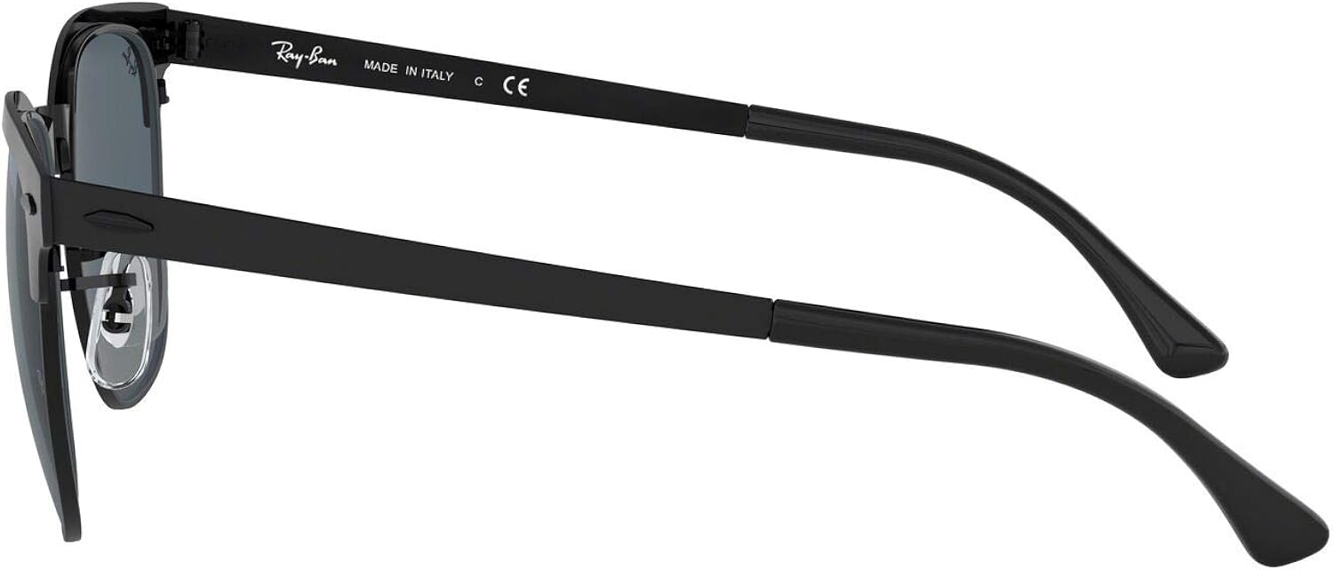 Ray-Ban RB3716 Clubmaster Metal Square Sunglasses, Black On Matte Black/Blue, 51 mm: Ray-Ban: Shoes