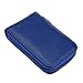 DEEZOMO DKER Genuine Leather Mini Credit Card Case Organizer Compact Wallet with ID Window - Navy Blue