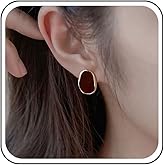 Yheakne Vintage Enamel Square Stud Earrings Black Enamel Square Earrings Acrylic Button Stud Earring Onyx Geometric Earrings Jewelry for Women