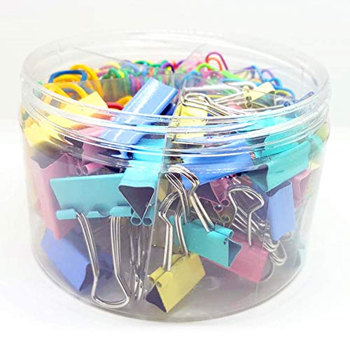 MONODY Assorted Paper Clips Mini Small Medium Jumbo Binder Clips Paper Clamps and Rubber Bands