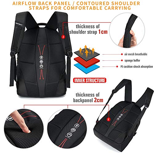 ASPENSPORT Laptop Backpack Fit 15.6 Inch Notebook Durable College School Students Book Bag with Sternum Strap Water Repellent Travel Computer Bag 28L with Luggage Strap Navy