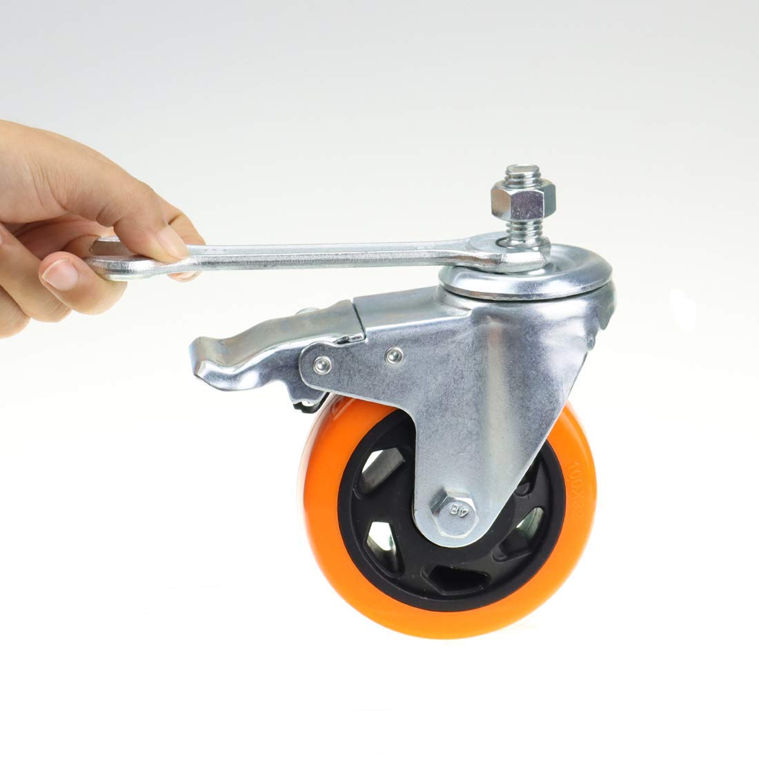 Stem Casters Aozel Heavy Duty Swivel Threaded Stem Caster Wheels with American Size 1/2''-13x1'' Thread Dual Locking Wheel with Brakes Pack of 4 (4 Inch): Industrial & Scientific