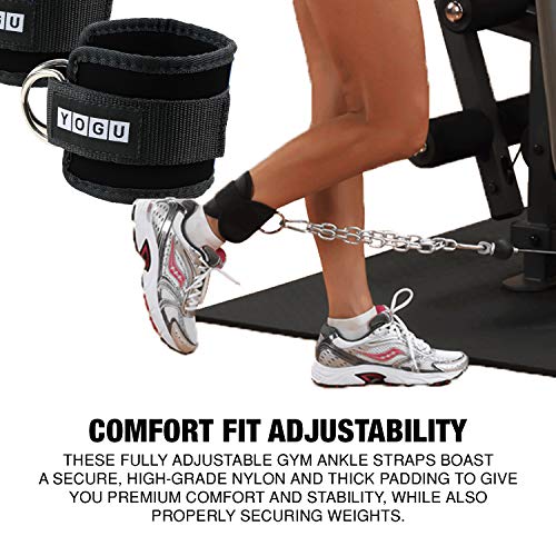 image for YOGU Ankle Straps for Cable Machines Double D-Ring Adjustable Neoprene