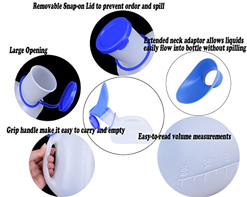 image for Buytra Portable Unisex Urinal Bottle with Lid 1000ML, Emergency Male F