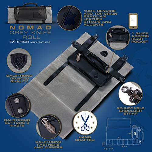 Dalstrong Nomad Knife Roll 12oz Heavy Duty Canvas & Top Grain