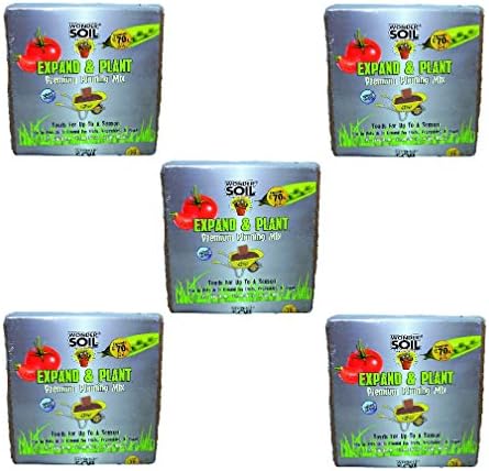 Wonder Soil Expand and Plant PREMIUM Planting Mix Nutrient Cube | COCONUT COIR, WORM CASTINGS, MYCORRHIZAE, NUTRIENTS, and water saving POLYMERS for ALL GARDENING!MADE IN THE USA (5)