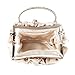 Emour Women Satin Rose Rhinestone Pure Color Handbag Evening Bags Wedding Handbags Carved Handle (Champagne)