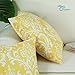 CaliTime Pack of 2 Soft Canvas Throw Pillow Covers Cases for Couch Sofa Home Decoration Vintage Solid Damask Floral 18 X 18 Inches Bright Yellow