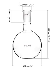 QWORK Glass 500ml Single Neck Flat Bottom Boiling