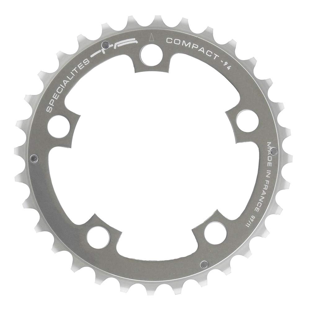 Spécialités TA Compact 94pcd 5 Arm 9 Speed Chainring, Silver, Middle 34T