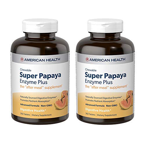 American Health Super Papaya Enzyme Plus Chewable High Potency 360 Chewable Tablets, Pack of