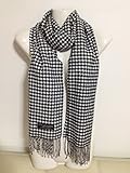 varapron 100% Cashmere Scarf Houndstooth Design Black White Made in Scotland Super Soft