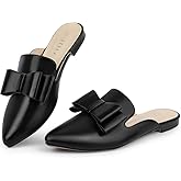 MUSSHOE Women Flats Mules Shoes: Suitable for Fashionable Women - Pointed-Toe Design Enriches Your Outfits - Memory Foam Relieves Foot Pain During Play - Heelless Makes Wearing Convenient - Black PU 7.5