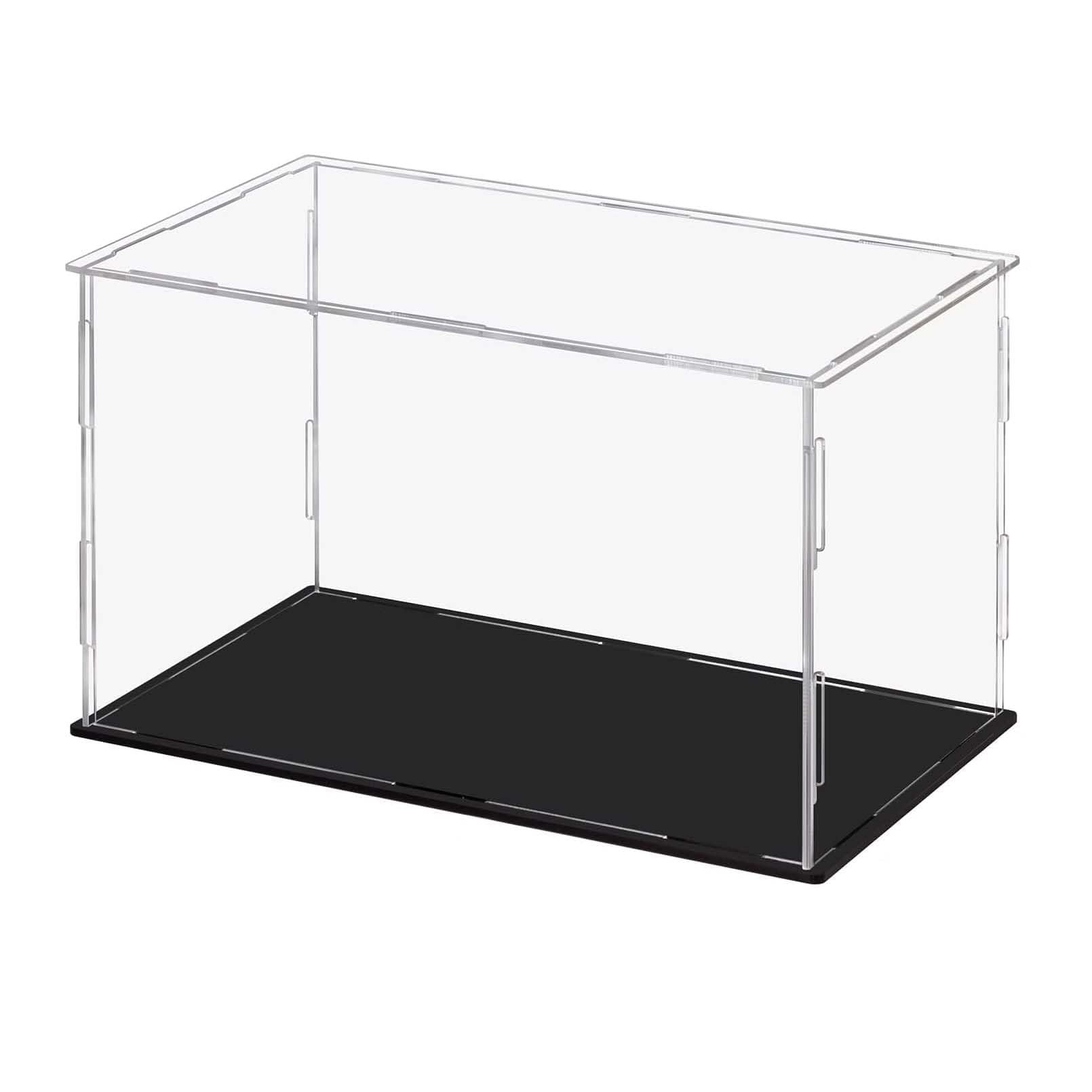 Clear Acrylic Display Case With Black Base - Countertop Box for Pop Figures, Collectibles, Toys (9.84×3.93×6 inch: 25x10x15cm) - Remove Protective Film