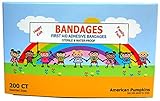 American Pumpkins Bandages for Kids, Adults, Family pack, Assorted Sizes, Sterile, Water Proof, Latex Free - 200 Count