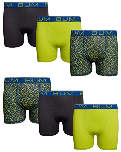 B.U.M. Equipment Boys' Performance Dry-Fit Compression Boxer Briefs (6 Pack) (Multi/Lime/Charcoal, X-Small / 4-5)' - Thumbnail 6