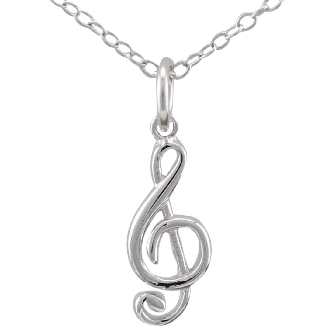 Serebra Jewelry Treble Clef Music Note Pendant Necklace in 925 Sterling Silver for Musician Artist Lover Women