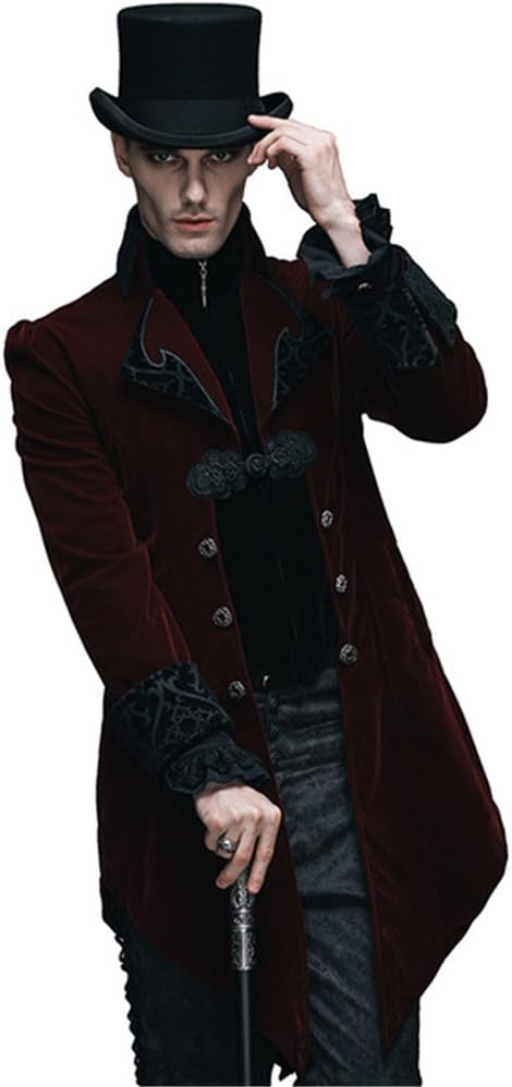 Devil fashion Steampunk Clothing for Men Gothic Jacket Coats Velvet Long Coat Renaissance Costume