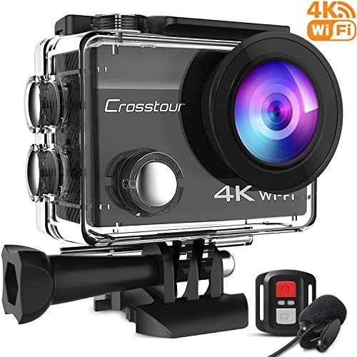 Crosstour CT9100 4K 20MP Action Camera with WiFi EIS LDC Remote Control Sports Camera 40M Waterproof Underwater Camcorder with Accessories Kit (CT8500)
