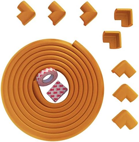 UGE Children Safety Home Safety Extra Thick Premium High Density Furniture and Table Edge and Corner Safety Bumper Setting (Edge Guard - 8PCS, "L" Corner Bumper - 6.56ft(2M)) (Wood)