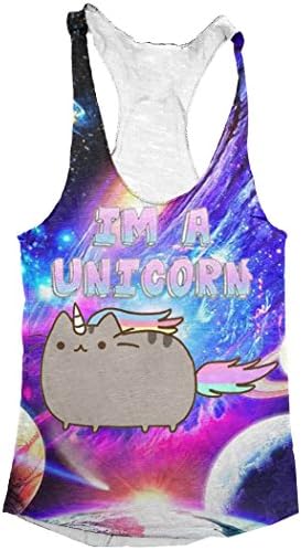 Cottonsyria Women's Unicorn Tank Tops All Over Print Sleeveless Shirts Lean Tees (Large, I am a Unicorn)