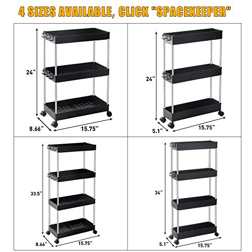 SPACEKEEPER-4-Tier-Slim-Storage-Cart-Mobile-Shelving-Unit-Organizer-Slide-Out-Storage-Rolling-Utility-Cart-Tower-Rack-for-Kitchen-Bathroom-Laundry-Narrow-Places-Plastic-Stainless-Steel-Black