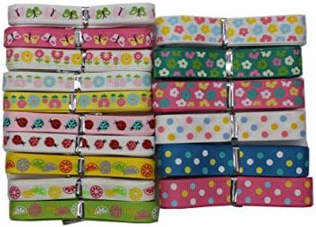 H YOUNG Fancy Spring custom printed Ribbon 32yd(16×2) Per Package (Spring printed ribbon) designs have Spring Fling Ladybug, Sunflower,butterfly,dots, lemon.
