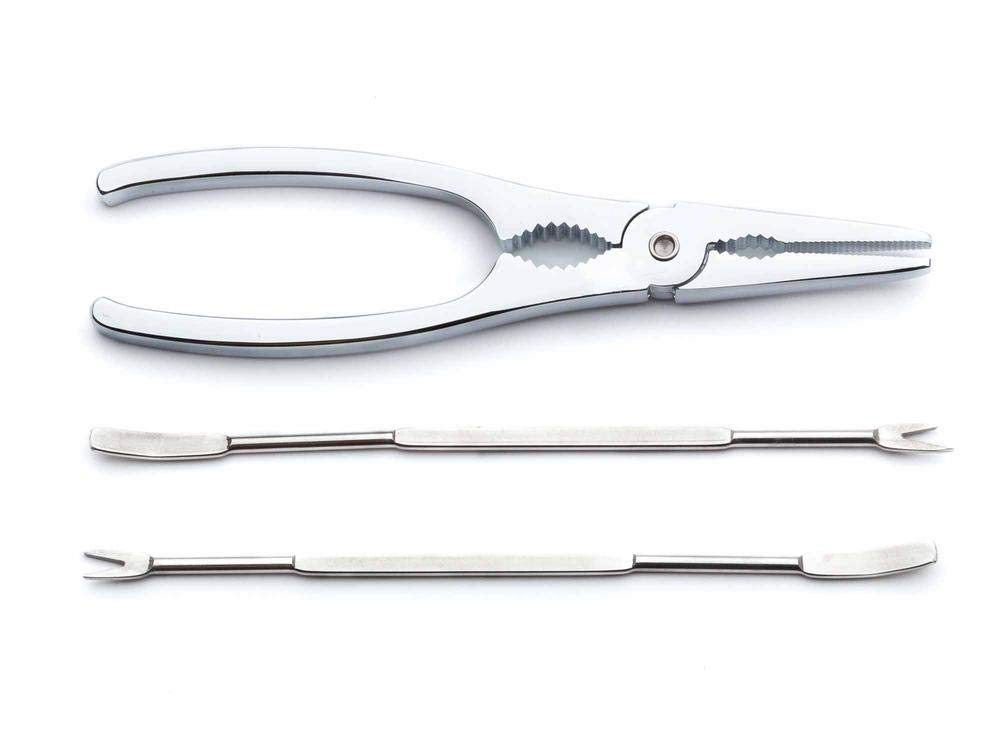 Nut Crackers & Seafood Picks | One Nutcracker for Nuts | Two Seafood Knife and Fork Picks | A Set of Three Stainless Steel Tools | From Jean-Patrique