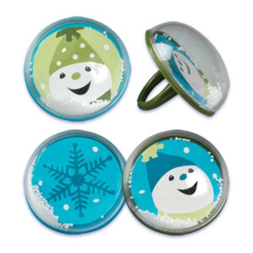 Dress My Cupcake DMC41X-394 12-Pack Snow Globe Ring Decorative Cake Topper, Winter/Christmas, Assorted