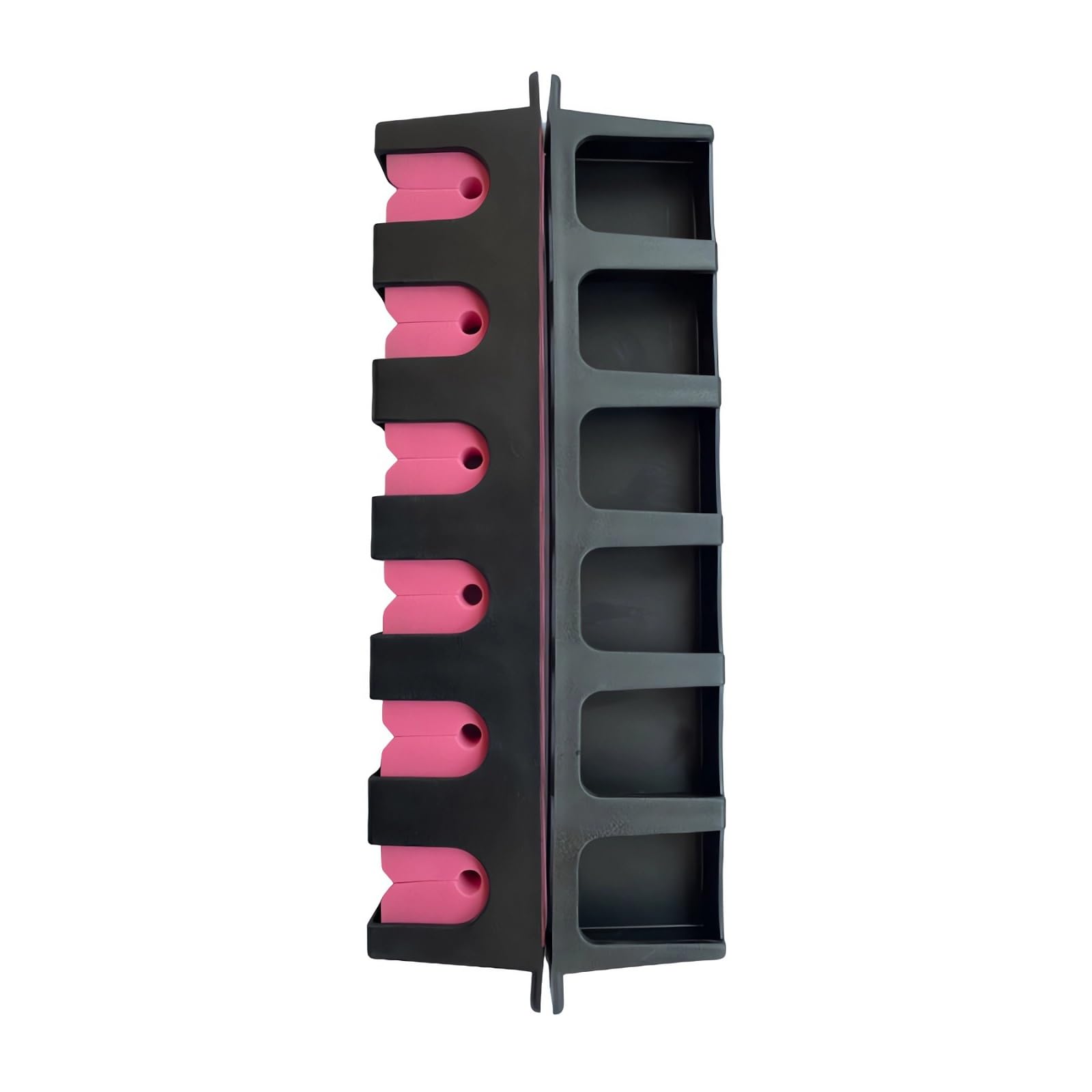 Conskyee Fishing Rod Holders, Wall Mount Fishing Pole Storage Rack, Vertical Fishing Rod Holder for Garage, Compact Fishing Pole Organizer with Soft Foam Grip Pads Holds up to 6 Rods (Red)