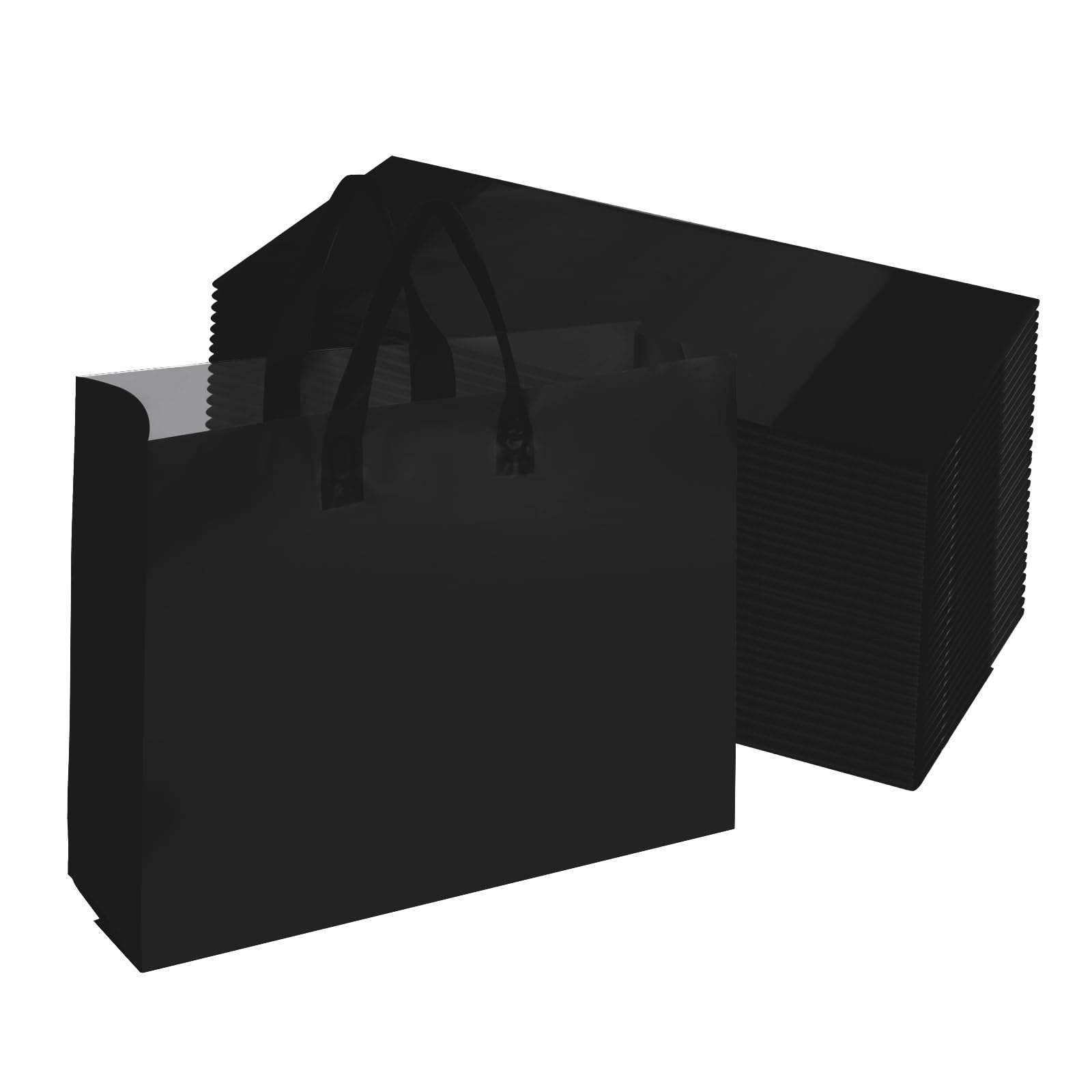 Photo 1 of 16x6x12 Inch Heavy Duty Clear Plastic Shopping Bags with Reinforced Handles - Eco-Friendly, Reusable, Bulk Pack (25/50/104 Count) - Ideal for Retail, Gift Wrapping, and Small Businesses?Black 100?
