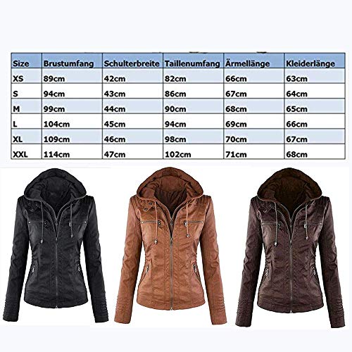 Newbestyle-Kapuzen-Kunstleder-Damen-Jacke-mit-Reissverschluss-Motorradjacke-Bikerjacke-Kapuzenjacke-Uebergangsjacke-Ladies-Oberbekleidung-Normale-EU-Groesse