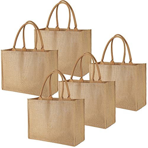 BeeGreen Pack Burlap Tote Bag Laminated Interior Large Jute Tote
