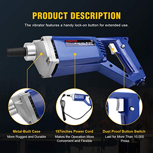 BEAMNOVA Electric Concrete Vibrator Hand Held 13000 VPM 4.9 Feet Shaft