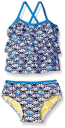 Tommy Bahama Baby Girls' Infant Two Piece Shell Ruffle Tankini, Blue, 24M
