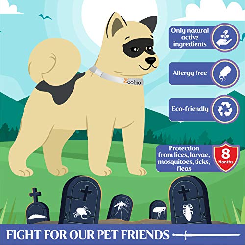 Dog Flea and Tick Collar - Flea and Tick Prevention for Dogs Up to 1 Year Easily Adjustable and Waterproof for Large Small Dogs Flea and Tick Control - Natural Dog Flea Collar for Pet 24.5