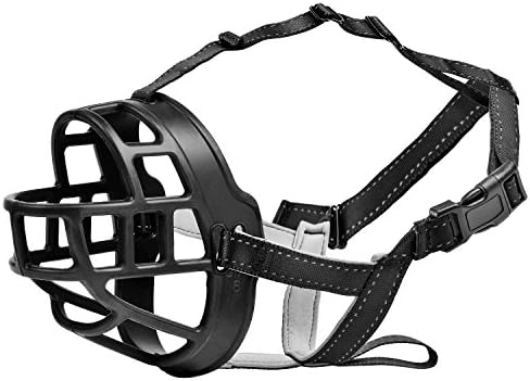 Myguru Dog Muzzle, Super Soft Silicone Dog Mouth Cover，Adjustable Strap for Different Size, Prevent Chewing, Biting, Barking with Breathable Basket