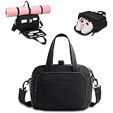 Geelraqaly mini gym bag for women, travel duffel bag with wet pockets and Shoe Compartment,Lightweight carry on weekender duffel, water resistant,for sports,yoga,dance,black