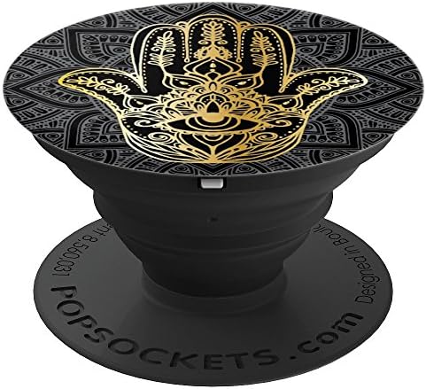 Hamsa Hand with Gold Mandala and Devil Eye - PopSockets Grip and Stand for Phones and Tablets