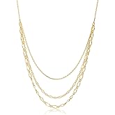 Vanbelle 18K Gold Plated Jewelry - Multi Layered Small-Medium-Big Combo-Chain Necklace - Handcrafted Beautifully Designed for Women- 16" Long + 2" Extender