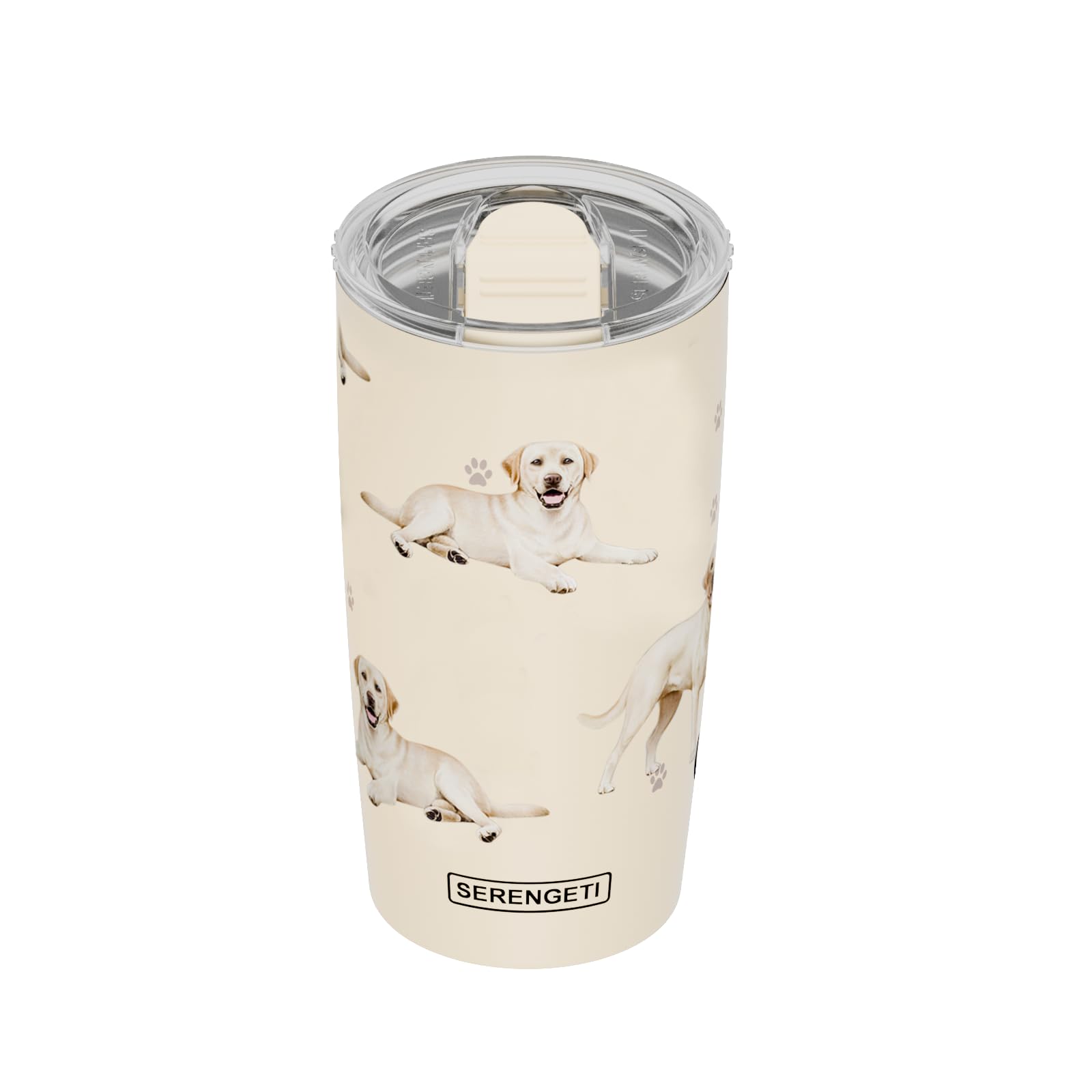 SERENGETI Labrador 20 Oz. Stainless Steel, Vacuum Insulated Tumbler with Spill Proof Lid - 3D Print - Insulated Travel mug for Hot or Cold Drinks (Labrador Yellow Tumbler)