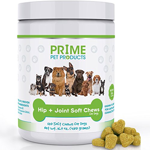 PRIME PET PRODUCTS Hip & Joint Soft Dog Chews Natural Duck Flavor (120 Count) Hip and Joint Supplement for Dogs, Supports Healthy Joint Function Helps with Pain Relief