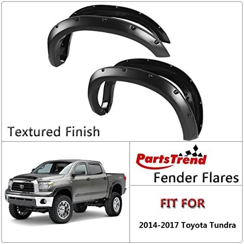 4pcs Textured Black Pocket-Riveted Fender Flares Kit Wheel Cover Set for 2014-2017 Toyota Tundra