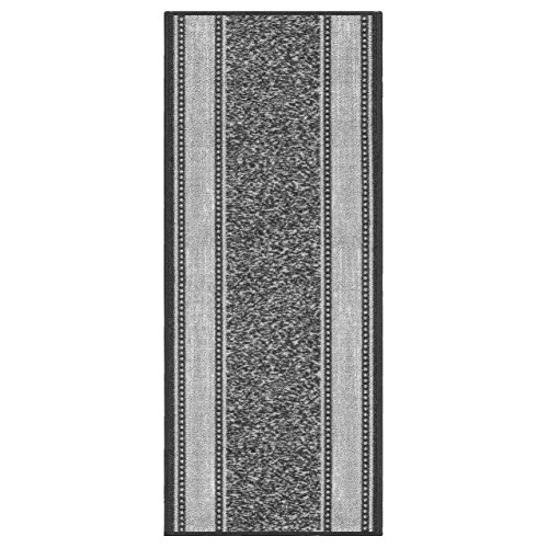 Custom Size Grey Ivory Bordered Non-Slip Rubber Backed Hallway Carpet Runner Rug | 31-inch x 14-feet
