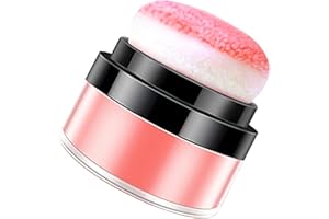 DEARMAMY Loose Powder Blush with Puff Coral Red Cushion Blusher for Cheeks Face Makeup Oil Control and Even