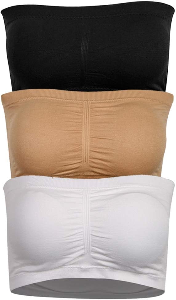 Plusfeel Women's Padded Strapless Wire-Free Bandeau Tube Bra, 1/2/3/4 Pack