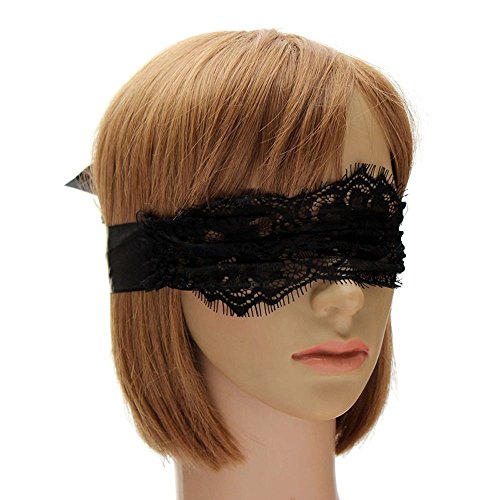 Oceaneshop Couples Games Flirt Tools Soft Black Adults Toys Lace Bracelets Blindfolded Mask Eye Mask and Handcuffs Lace Handcuffs - Thumbnail 2