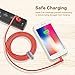 FOXSUN iPhone Charger Cable 6FT Lightning Cable Right Angle 90 Degree Apple MFi Certified Nylon Braided Apple Charging Cord Compatible with iPhone 11 Xs Max X XR 8 7 6s 6 Plus SE 5 5s, iPad, iPod-Red